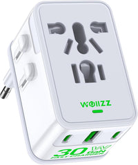 Wollz Travel Adapter, 30W GaN Fast Charging European Plug Adapter