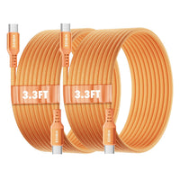 2Pack USB C to USB C Cable, PD 100W Fast Charging USB C Charger Cable - Orange